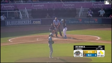 Eric Brown Jr. singles on a sharp line drive to left fielder Noah Myers. Matthew Wood scores. Eric Brown Jr. out at 2nd on the throw, left fielder Noah Myers to second baseman Jadher Areinamo. Eduardo Garcia to 3rd.
