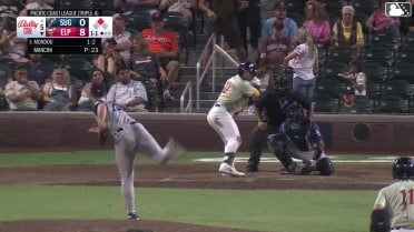 Nate Mondou doubles (4) on a line drive to center fielder Joey Loperfido. Blake Hunt scores.