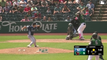 Eduardo Quintero singles on a ground ball to left fielder Cristian Santana. Charles Davalan scores.