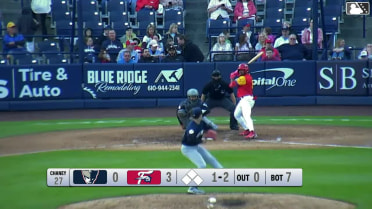Dylan Campbell triples (1) on a fly ball to right fielder Garrett Martin.