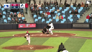 Yassel Soler singles on a line drive to center fielder Jacob Humphrey. Adrian Rodriguez scores. Slade Caldwell scores.