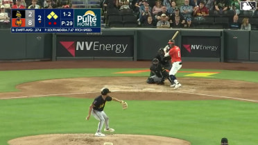 Drew Swift singles on a ground ball to second baseman Christian Moore. Joey Meneses scores. Michael Stefanic out at home, second baseman Christian Moore to catcher Sebastián Rivero to third baseman Yolmer Sánchez to catcher Sebastián Rivero. Junior Perez to 2nd.