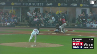 Jason Delay homers (1) on a fly ball to left field.