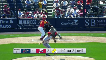 Austin Murr singles on a line drive to center fielder Sam Petersen. Dante Nori scores. Dylan Campbell scores.