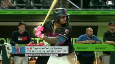 Deyvison De Los Santos singles on a sharp line drive to left fielder Tyler Black. Brayden Taylor scores.