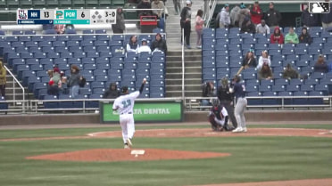 Jackson Hornung homers (1) on a fly ball to center field.