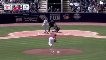 Josh Rojas triples (1) on a ground ball to right fielder Ben Malgeri. Abraham Toro scores.