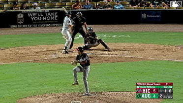 Cooper McMurray singles on a fly ball to right fielder Deward Tovar. Michael Martinez scores. Austin Machado to 3rd.