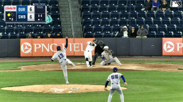Oswaldo Cabrera out on a sacrifice fly to left fielder Justyn-Henry Malloy. Duke Ellis scores.