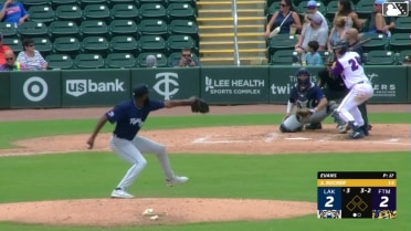 Jake Rucker homers (1) on a fly ball to left field.
