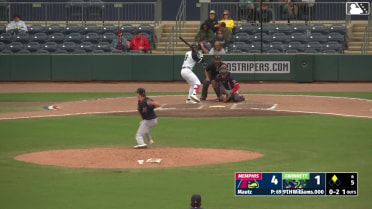 Ben Gamel homers (1) on a fly ball to center field.