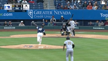 Nick Madrigal doubles (1) on a line drive to left fielder A.J. Vukovich. Sebastián Rivero scores.