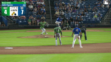 Derlin Figueroa out on a sacrifice fly to right fielder Mason Neville. Blake Mitchell scores.