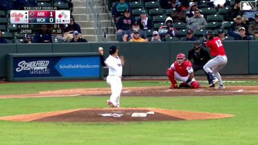 Josh Hood doubles (1) on a line drive to left fielder Hendry Mendez. Caleb Cali scores.