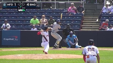 Andy Perez homers (7) on a line drive to right field.