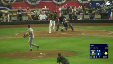 Skylar Hales strikes out a batter