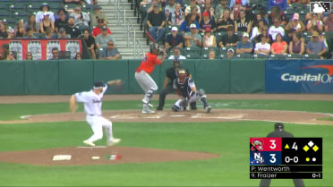 Matt Fraizer lines into a double play, pitcher Jackson Wentworth to first baseman Jorge Burgos. Marvin Alcantara out at 1st.