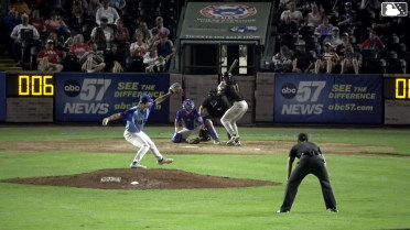 Yannic Walther out on a sacrifice fly to center fielder Kane Kepley. Luis Lameda scores.