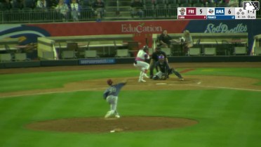 Junior Franco triples (1) on a fly ball to center fielder Jake Snider.