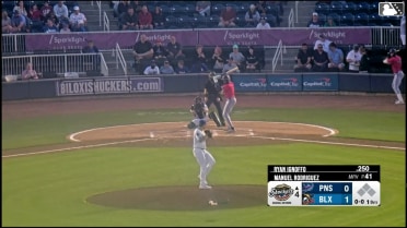 Dillon Lewis homers (1) on a fly ball to left field.