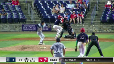 Rafael Ramirez Jr. doubles (13) on a fly ball to center fielder Handelfry Encarnacion. Elian Soto scores.