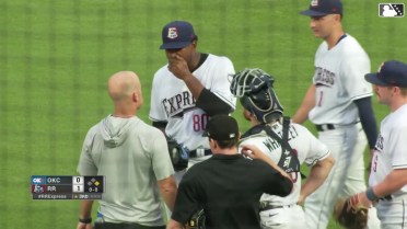 Kumar Rocker stays in the game after comebacker