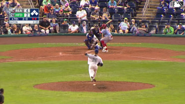 Pedro León singles on a ground ball to left fielder Jared Thomas. Carson DeMartini scores. Aroon Escobar out at home on the throw, left fielder Jared Thomas to catcher Cole Messina. Caleb Ricketts to 2nd.