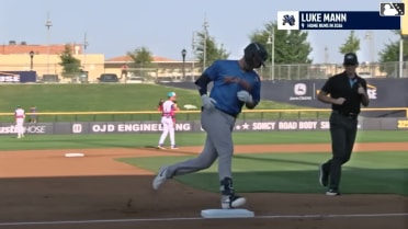 Luke Mann homers (9) on a line drive to left field.