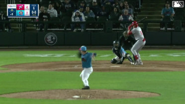 Bryson Ware singles on a line drive to second baseman Marco Luciano, deflected by pitcher Will Brian. Carson DeMartini scores.