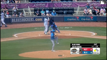 Blake Burke triples (1) on a sharp fly ball to center fielder Raudi Rodriguez. Dylan O'Rae scores.