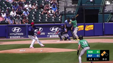 José Barrero out on a sacrifice fly to center fielder Rudy Martin Jr. Enrique Bradfield Jr. scores.