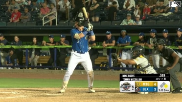 Mike Boeve strikes out swinging and Blake Burke caught stealing 2nd, catcher Daniel Vellojin to shortstop Jadher Areinamo to catcher Daniel Vellojin.