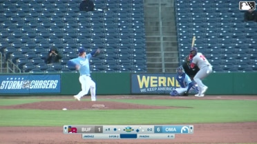 Eloy Jiménez out on a sacrifice fly to center fielder Kameron Misner. RJ Schreck scores.