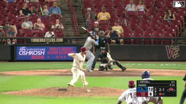Blake Mitchell singles on a line drive to center fielder Braylon Payne, deflected by pitcher Garrett Hodges. Asbel Gonzalez scores.