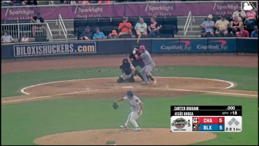 Carter Graham homers (1) on a fly ball to right center field.
