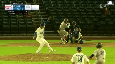 Junior Franco doubles (18) on a line drive to right fielder Kole Myers. Alberto Barriga scores.