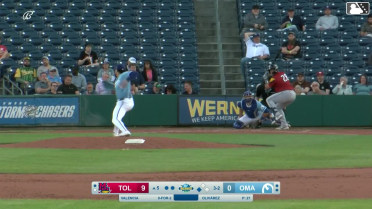 Eduardo Valencia doubles (4) on a sharp line drive to left fielder Drew Waters. Max Clark scores.