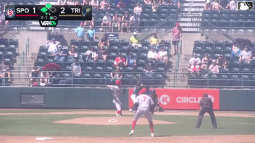 Johan Macias singles on a ground ball to left fielder Tommy Hopfe. Gage Harrelson scores.