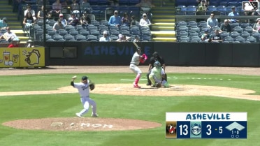 Eric Hartman homers (12) on a fly ball to center field.