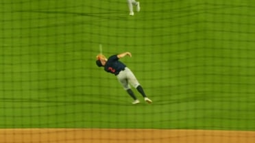Jace Jung makes a running catch