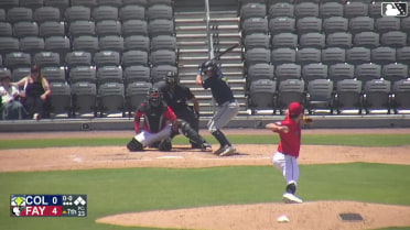 Stone Russell singles on a soft line drive to right fielder Josh Wakefield.