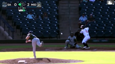 Davis Diaz doubles (4) on a line drive to left fielder Tirso Ornelas. Cole Conn scores.