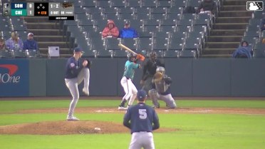 Aron Estrada homers (5) on a fly ball to center field.
