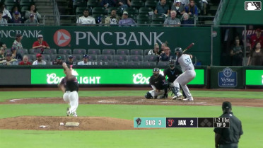 Collin Price homers (1) on a fly ball to left field.