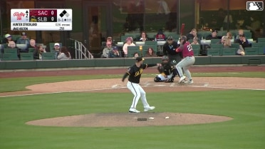 Jake Holton grounds out, pitcher Hunter Strickland to first baseman Trey Mancini. Grant McCray scores. Victor Bericoto to 3rd.