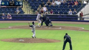 Filippo Di Turi singles on a ground ball to right fielder Daniel Lopez. Rylan Mills scores.