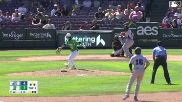 Cristian Santana singles on a line drive to left fielder Kien Vu. Jack Goodman scores.