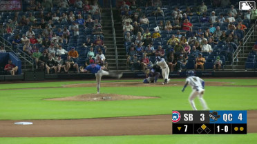 Jose Cerice doubles (1) on a fly ball to center fielder Leonel Espinoza. Derlin Figueroa scores.