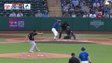 Hyeseong Kim singles on a ground ball to center fielder Carlos Rodríguez. Ryan Ward scores.