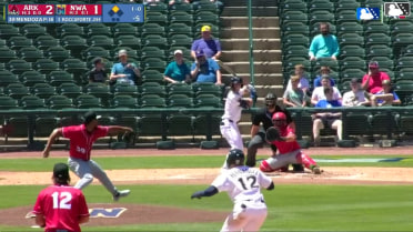 Carson Roccaforte singles on a soft fly ball to right fielder Lazaro Montes. Omar Hernandez scores.
